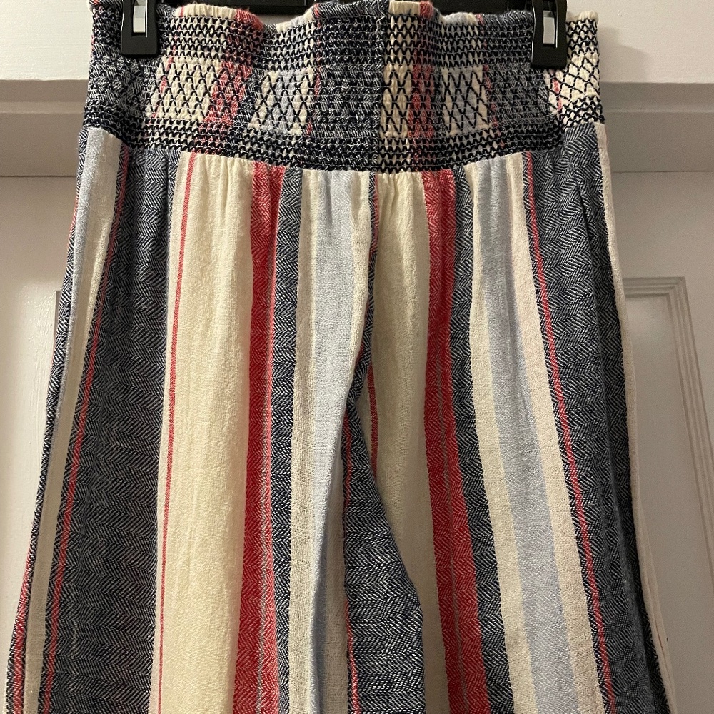 NWT, Elastic-waste, Size M, Linen-style, Multicolored Pants